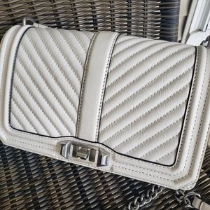 Rebecca Minkoff Love Cross body Chevron Leather White 🤍